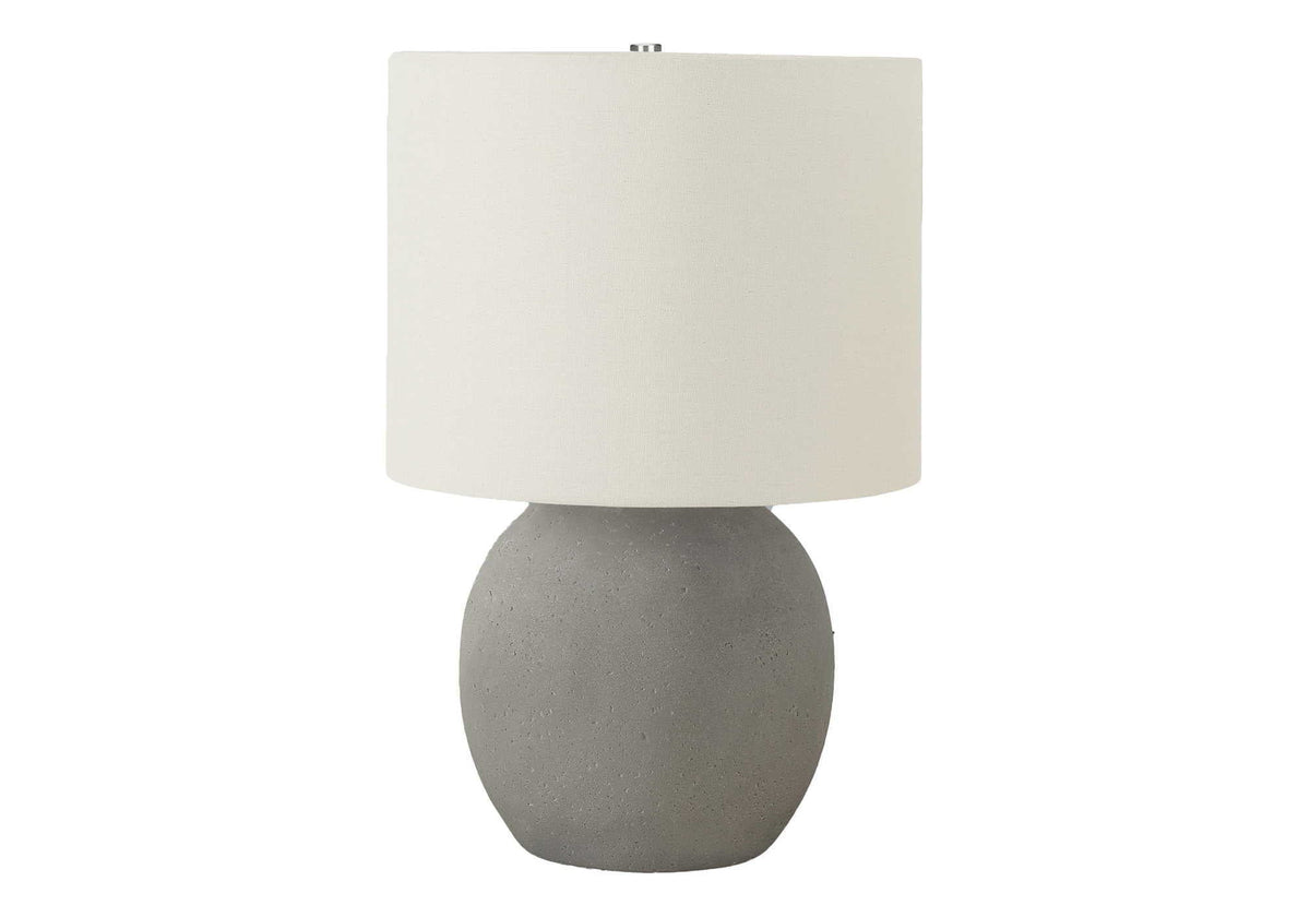 Gray Concrete Table Lamp with 3-Way Switch - Ivory Linen Shade