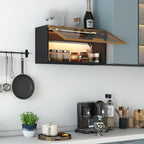 Large-Capacity Spice Rack Wall Mounted Storage Cabinet with Up-Flip Door - Particle Board