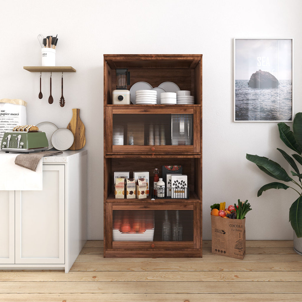 Contemporary Bookcase with Glass Doors and Dustproof Storage - Clear Glass