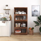 Contemporary Bookcase with Glass Doors and Dustproof Storage - Clear Glass
