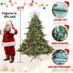 Full-Bodied Pre-Lit Evergreen Christmas Tree with 350 Warm White Lights - Green