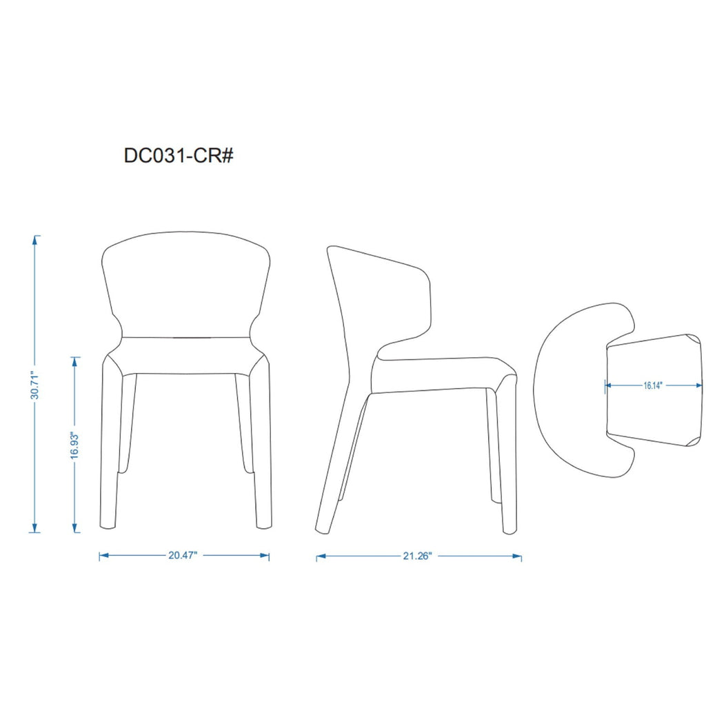 Conrad Dining Chair Set of 2 with Metal Frame - Multiple Colors