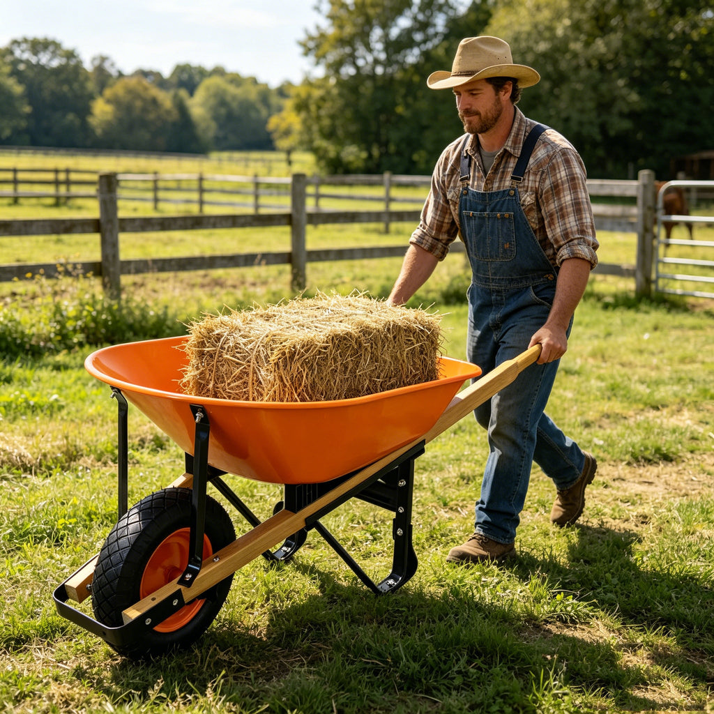 Steel Tray Wheel Barrow with Durable ABS+Steel Construction - Garden