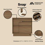Modern Nightstand with Push to Open Drawers - Dark Gray, Dark Brown, or Light Brown