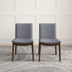 Mid-Century Modern Solid Wood Dining Chair Set with Fabric Upholstery - Multiple Colors