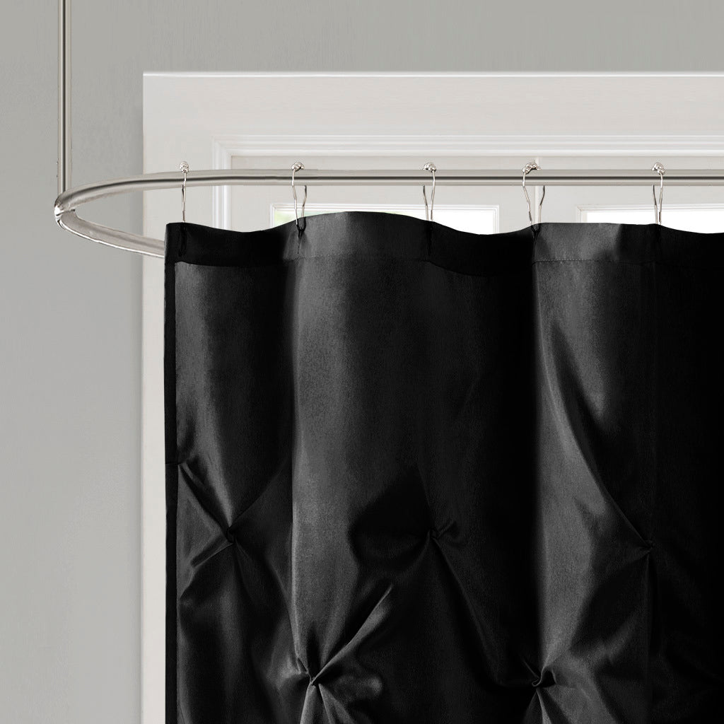 Tufted Semi-Sheer Shower Curtain with Tufted Texture - Soft Black