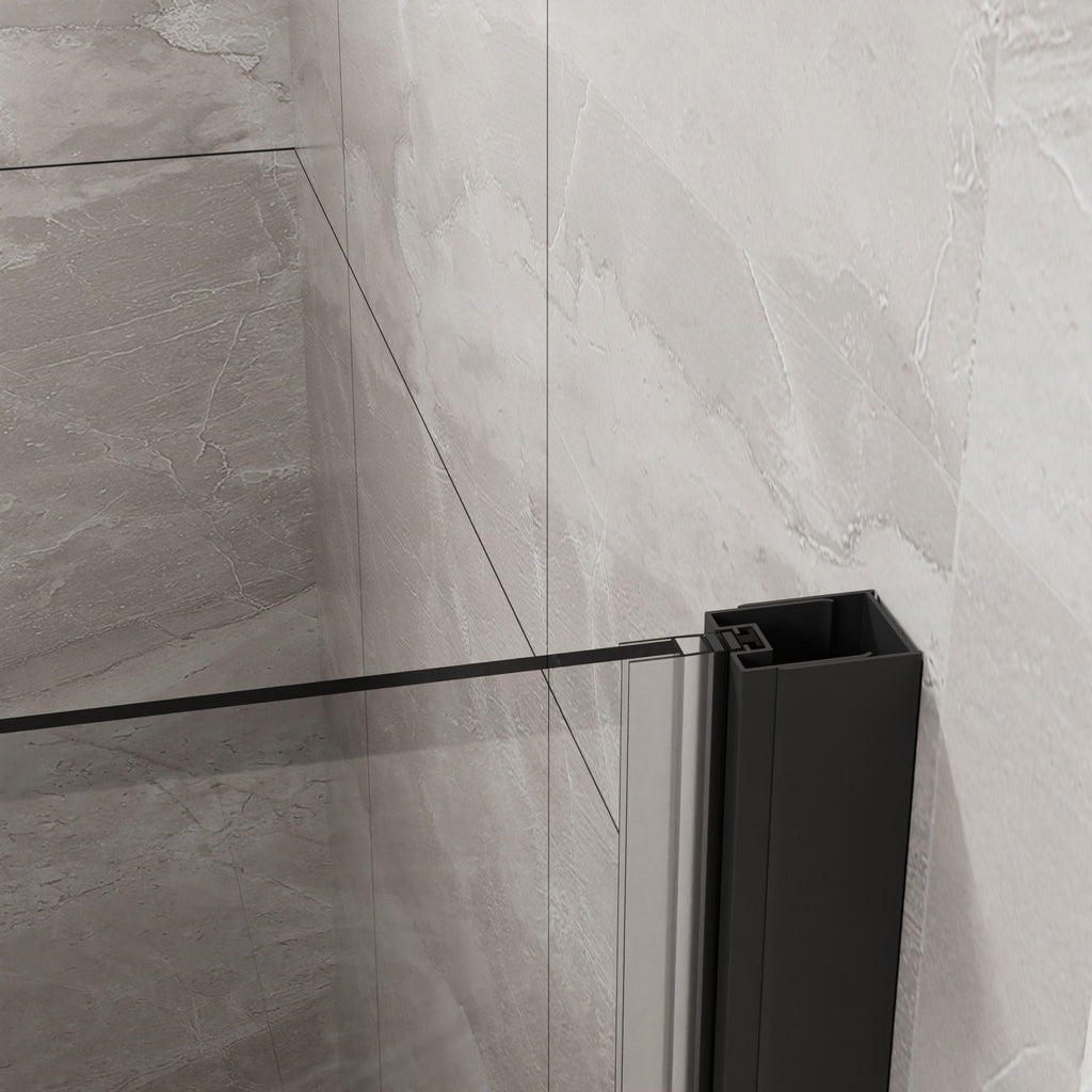 Frameless Glass Shower Door Bifold with Zinc Alloy Handle - Pearl Silver or Black