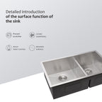 Modern Double Bowl Undermount Sink with 10" Deep Basins - Gray