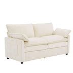Modern Loveseat Sofa with Side Storage Pockets - Green, Beige, or Dark Gray