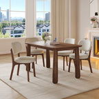 63-Inch Walnut-Finish Dining Set with 4 Upholstered Chairs