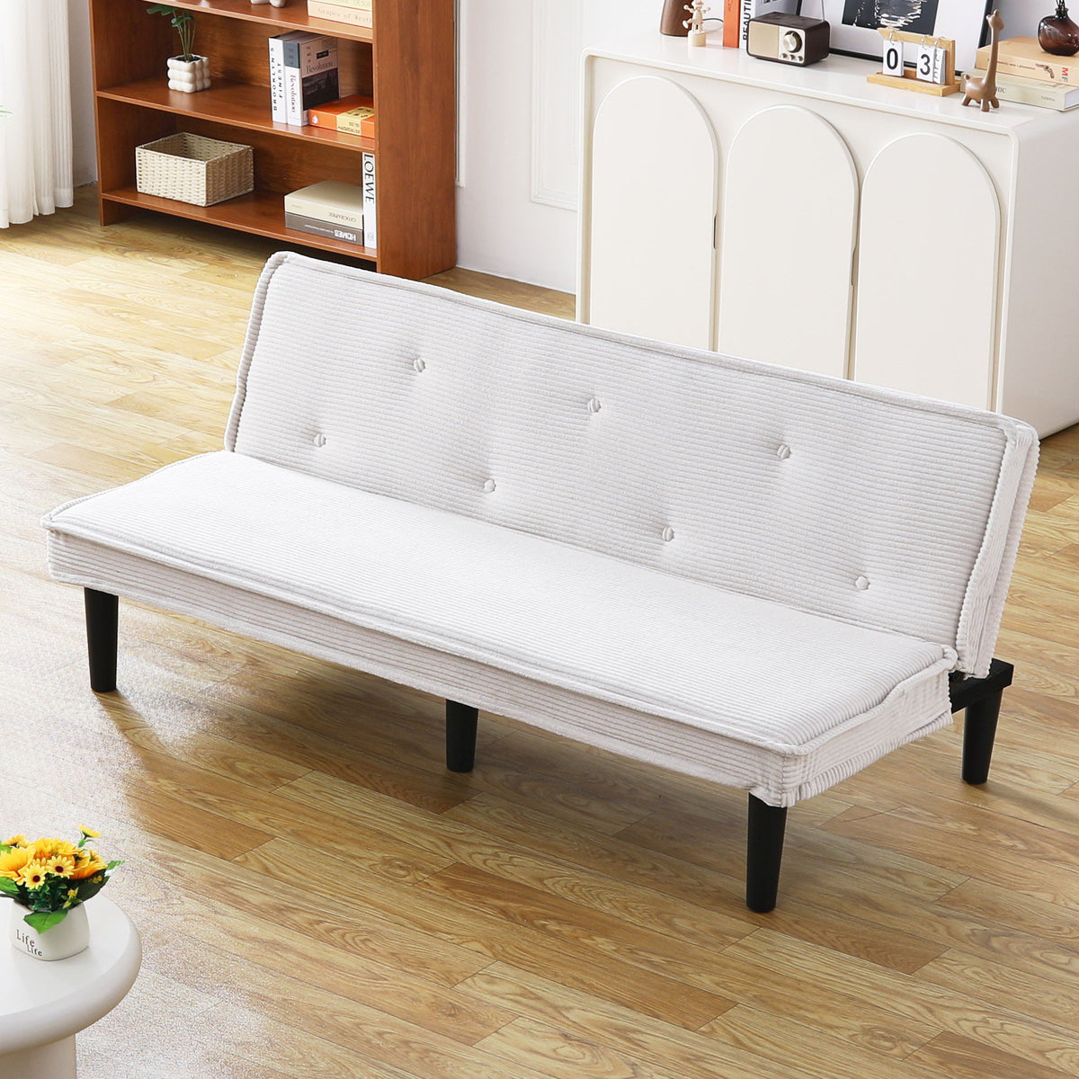 Versatile Sofa Bed with Solid Wood Frame - Pink, Beige, or Black