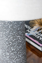 Artisan Multicolor Glass Table Lamp with Linen Shade - Black & Beige