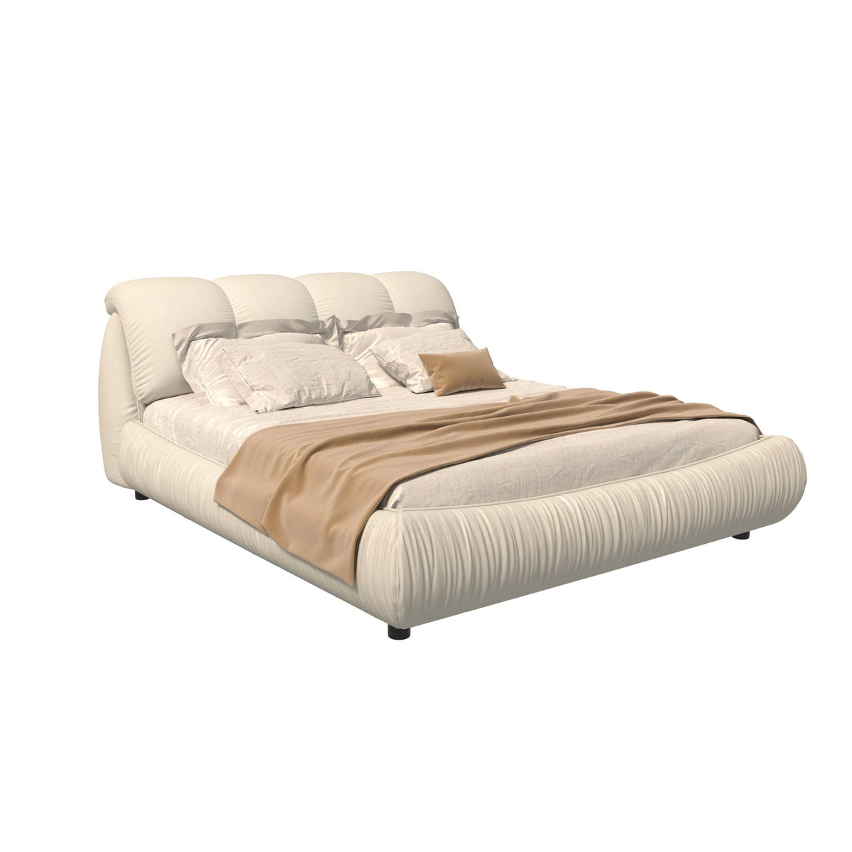 Upholstered Platform Bed with Oversized Padded Headboard