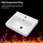 Wall Mounted Bathroom Sink with Towel Bar & Overflow - White / Black
