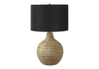 Contemporary Resin Table Lamp with Black Linen Shade - Brown