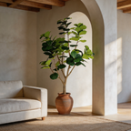 7FT Artificial Fiddle Leaf Fig Tree with Modern Black Pot - Green Leaves