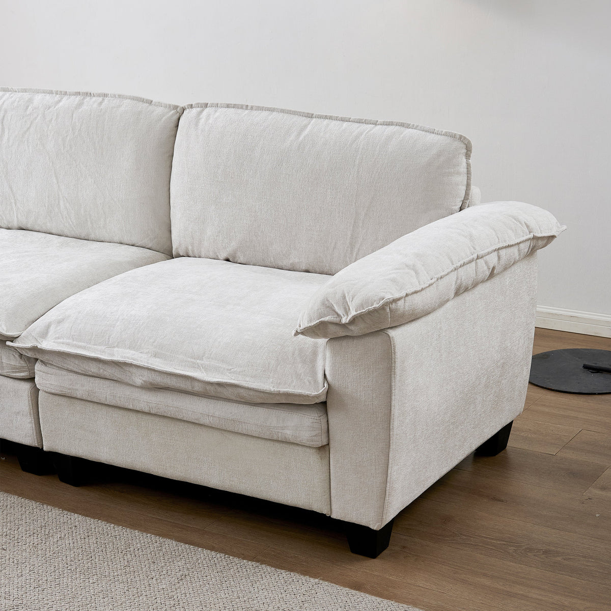 Luxury Four-Seater U-Shape Sofa with Two Ottomans - Chenille