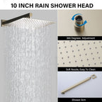 Modern 10" Wall Mounted Rainfall Shower Head System with Handheld Shower - Gold or Black
