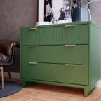 Solid Wood 3 Drawer Dresser with Ribbed Fronts - Multiple Colors