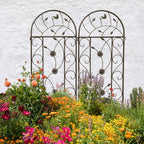 Rustproof Metal Garden Trellis Set with Reliable Plant Support - Brown