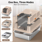 Stainless Steel Cat Litter Box with High Sides - Silver