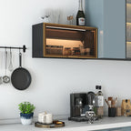 Large-Capacity Spice Rack Wall Mounted Storage Cabinet with Up-Flip Door - Particle Board