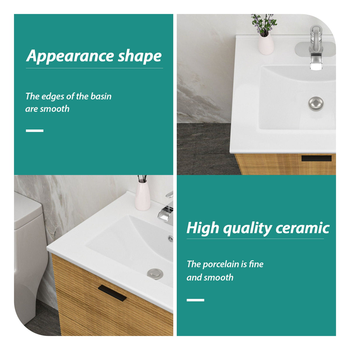 Premium Rectangular Vanity Top with Single Faucet Hole and Overflow - White