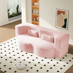 Modern Floor Sofa With 2 Pillows, Convertible Twin Size Folding Mattress - Multi-Color
