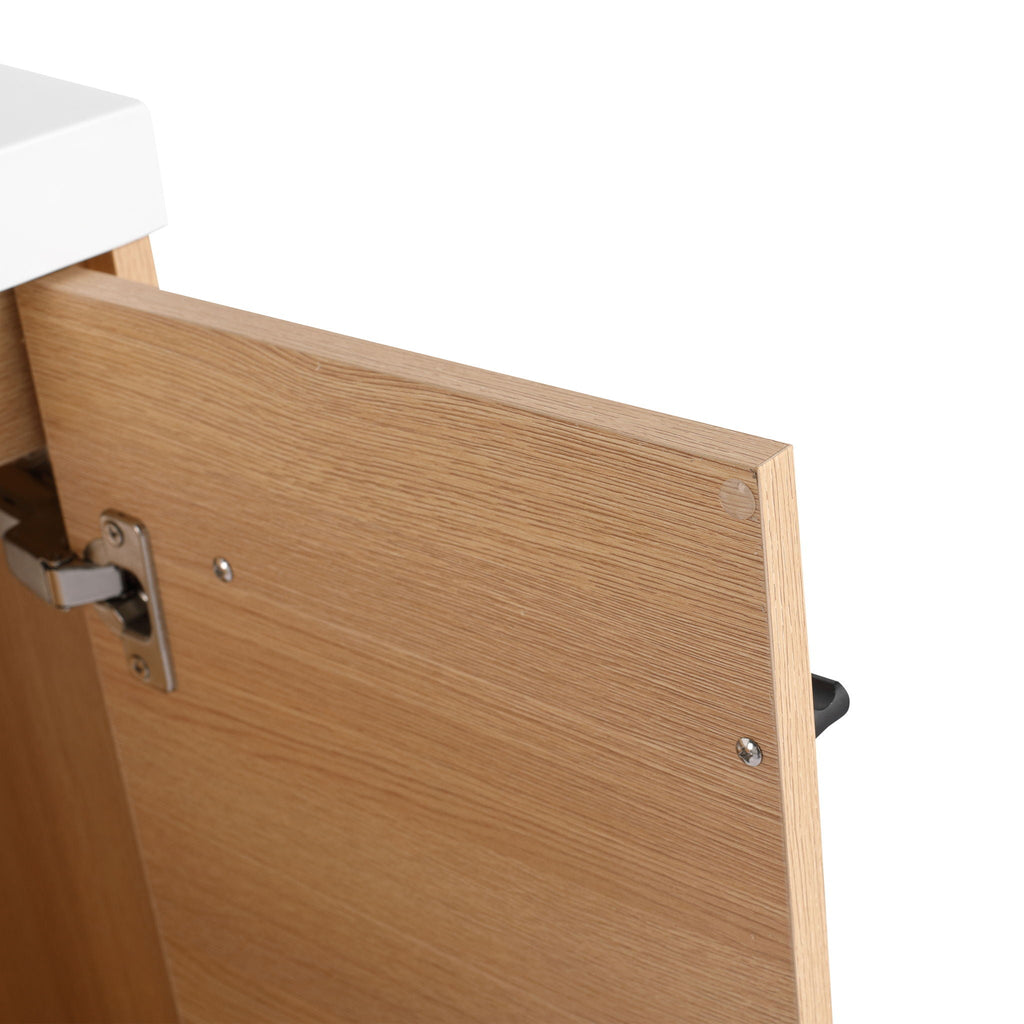 Bathroom Vanity Set with Resin Countertop Sink and 2 Doors - Light Brown Oak