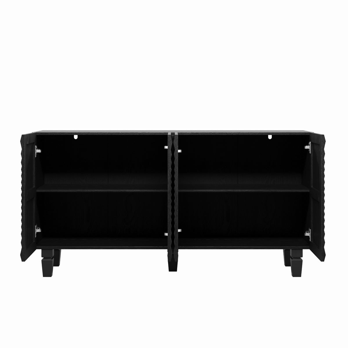 59'' Modern Buffet Sideboard with Sunburst Doors - Black