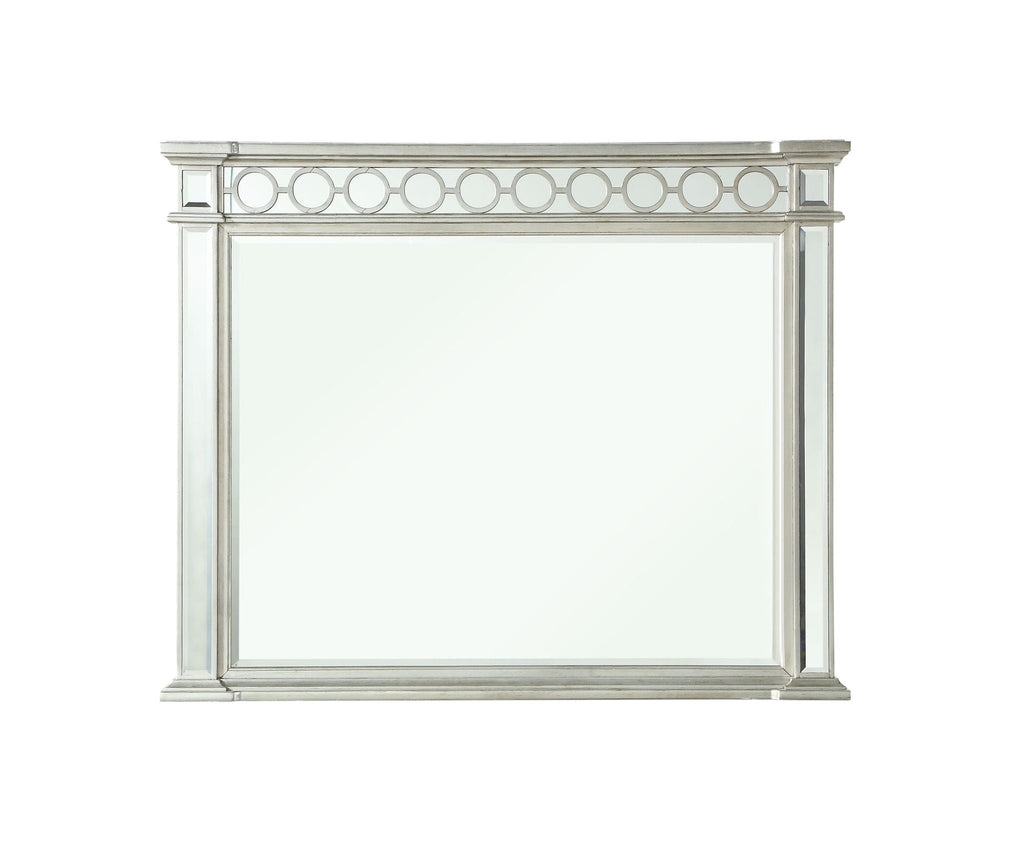 Mirrored Designed Mirror with Beveled Edge - Silver
