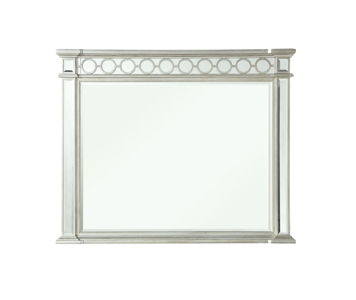 Mirrored Designed Mirror with Beveled Edge - Silver