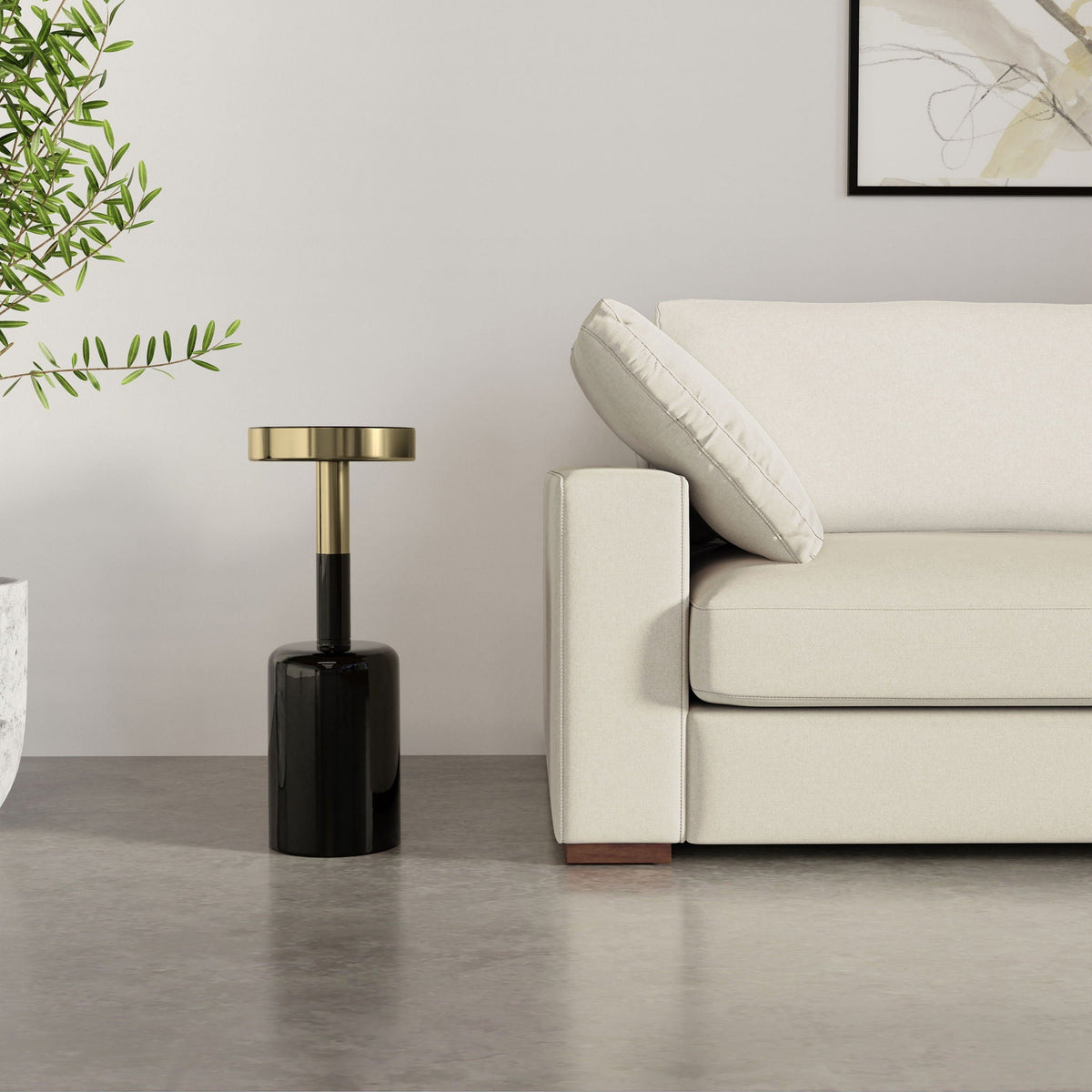 Gold and Black Side Table with Glass Top - Frannie