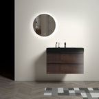Alice Wall-Mounted Bathroom Vanity with Integrated Sink - Black or White
