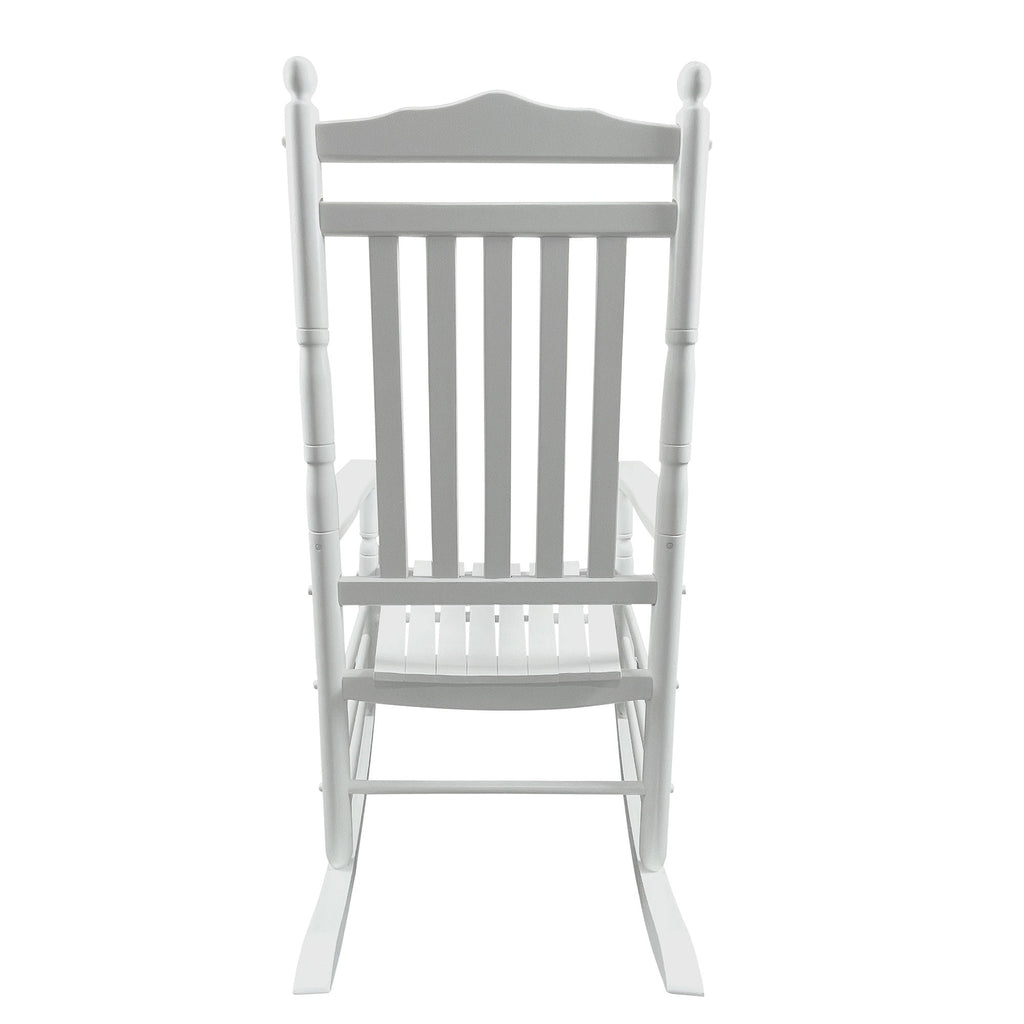 Balcony Porch Adult Rocking Chair with Solid Hardwood Frame - Available in Brown, Oak, or White
