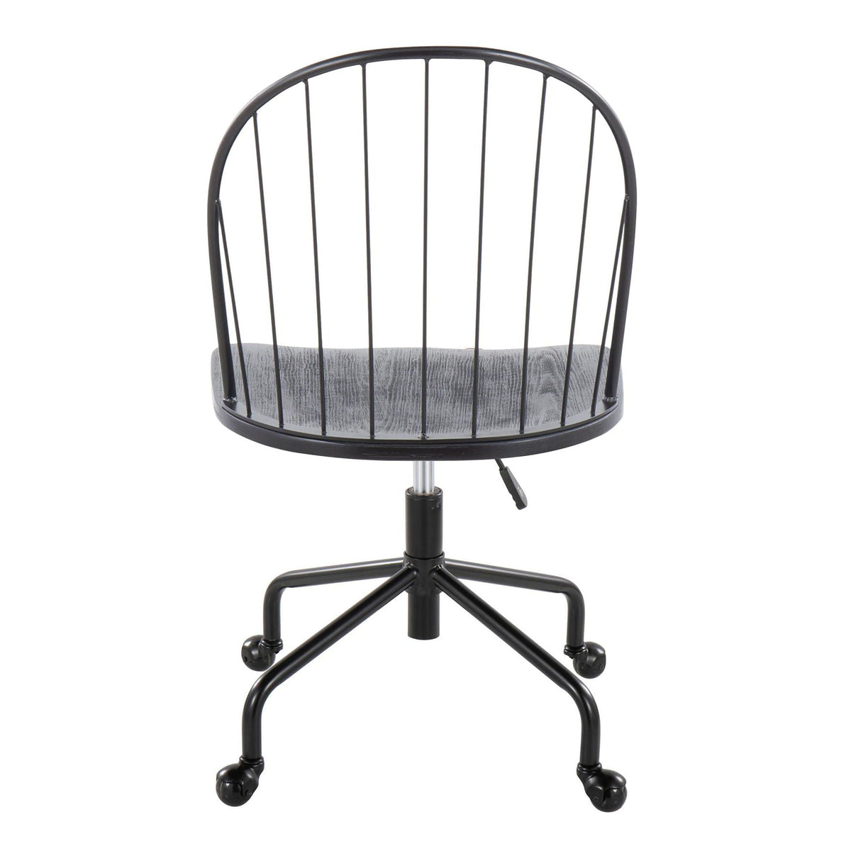 Farmhouse Adjustable High Back Office Chair with 360° Swivel - Black