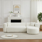 Modular Sectional Sofa with Curved Back - Beige