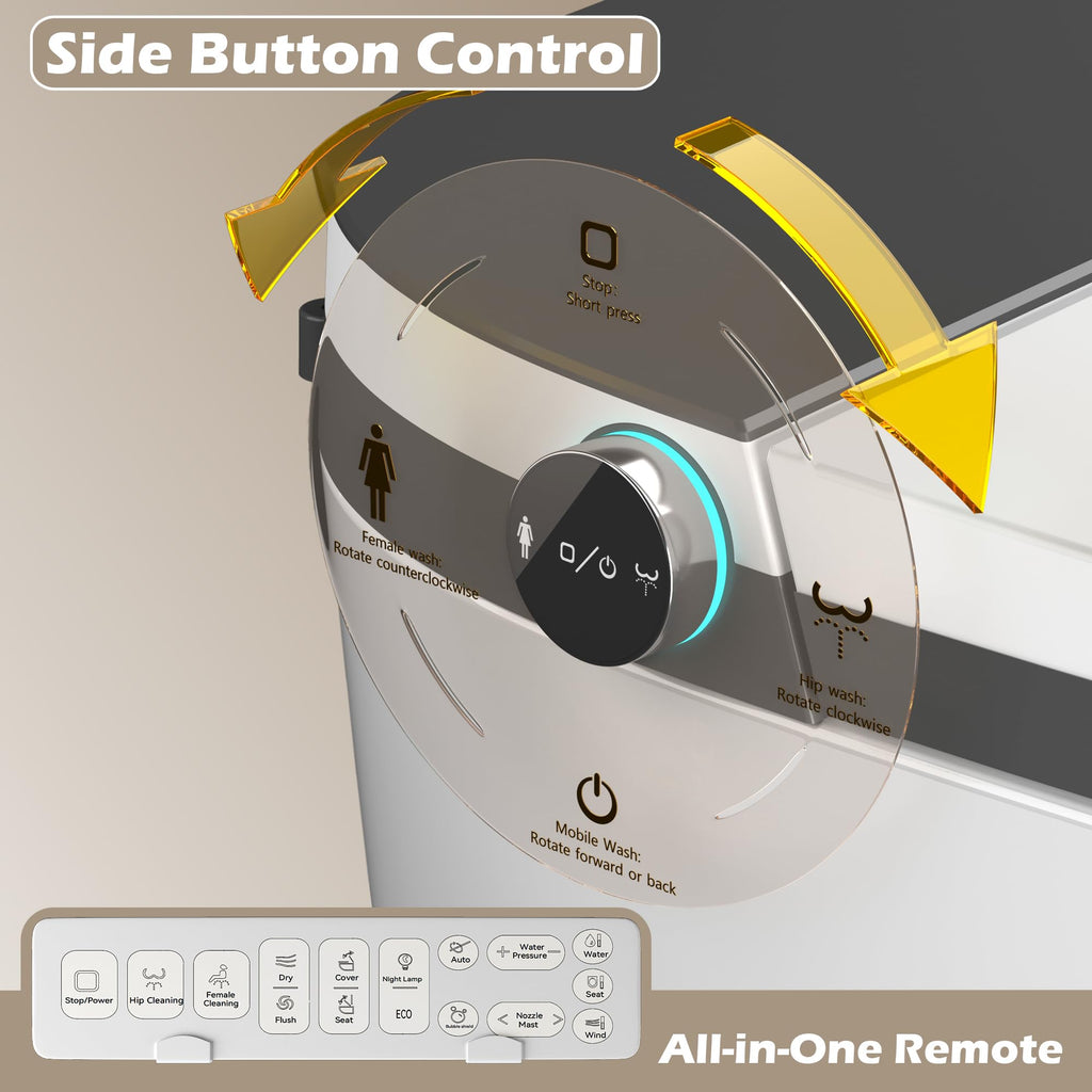 Smart Toilet with Built-In Bidet and Heated Seat - White