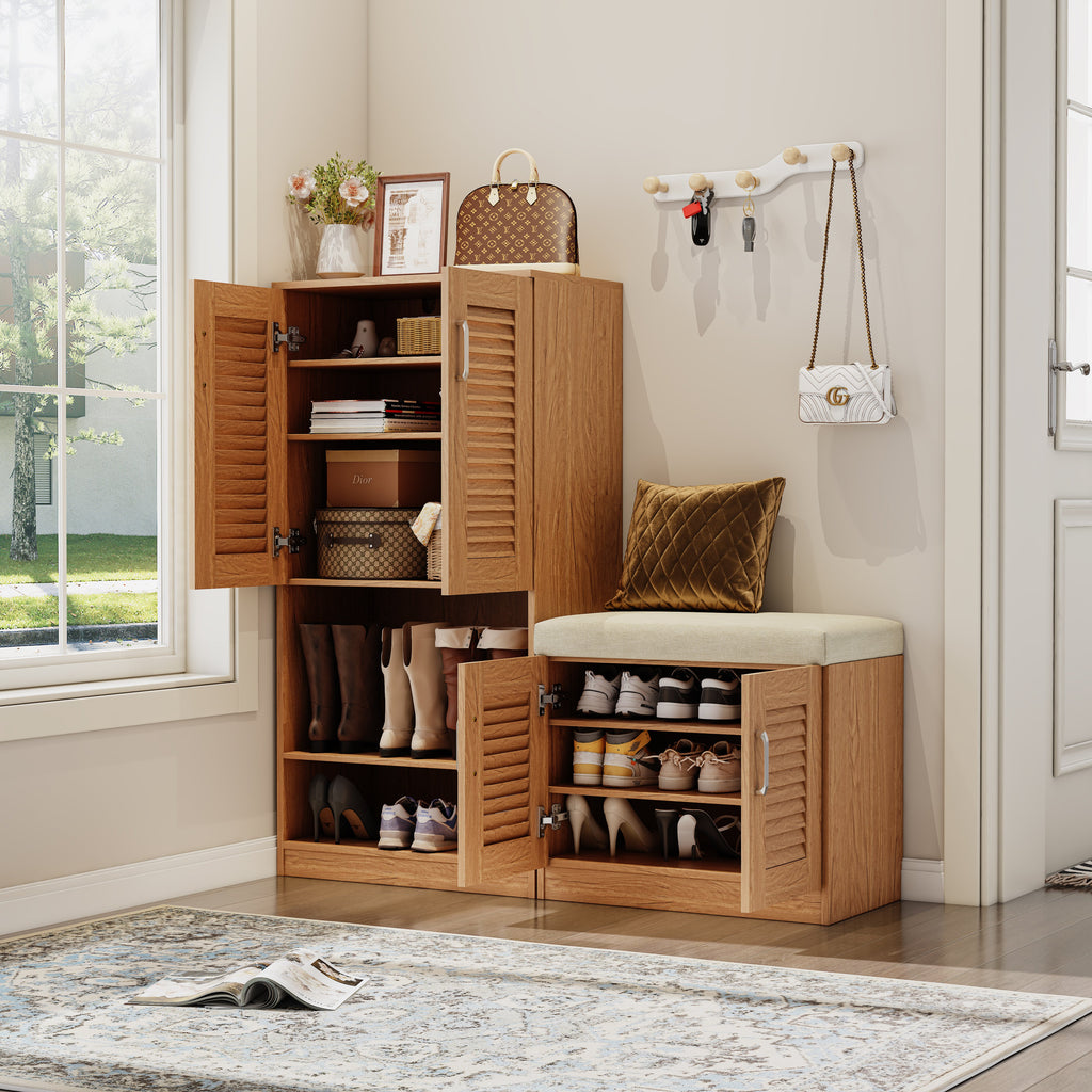 Multi Functional Shoe Storage Cabinet with Bench - Particle Board & MDF
