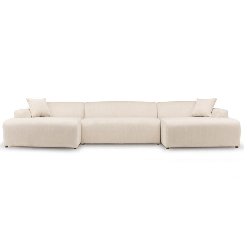 High-Quality Microfiber Sectional Sofa with Deep Seating - Beige or Dark Green