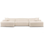 High-Quality Microfiber Sectional Sofa with Deep Seating - Beige or Dark Green