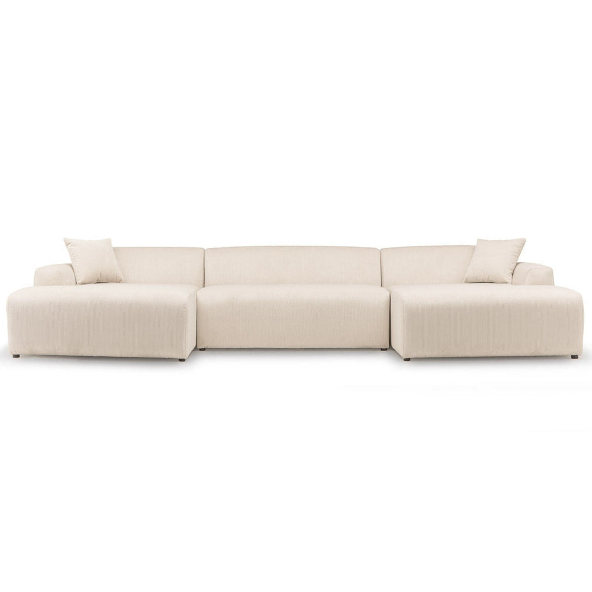 High-Quality Microfiber Sectional Sofa with Deep Seating - Beige or Dark Green