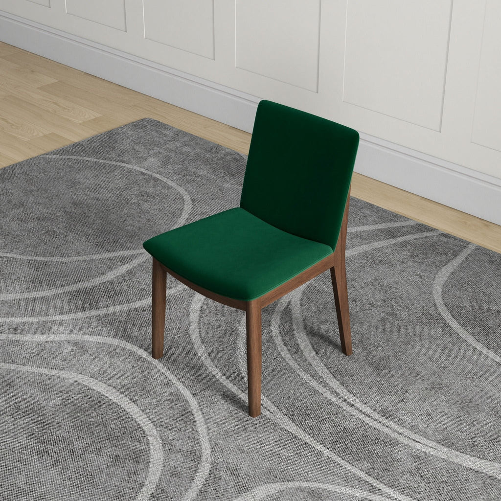 Mid-Century Modern Solid Wood Dining Chair Set with Fabric Upholstery - Multiple Colors