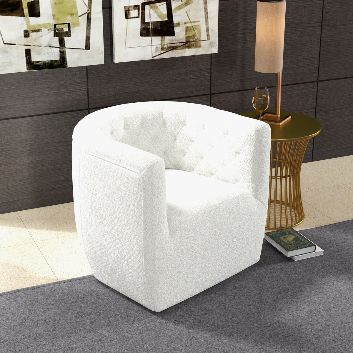 Ergonomic Design Swivel Chair with Tufted Accent - Multiple Colors