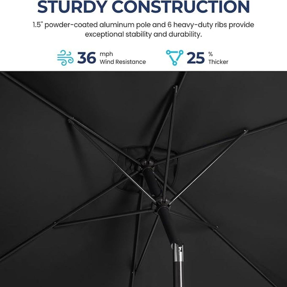 Rectangular Patio Umbrella with Crank Tilt - UV-Resistant Canopy