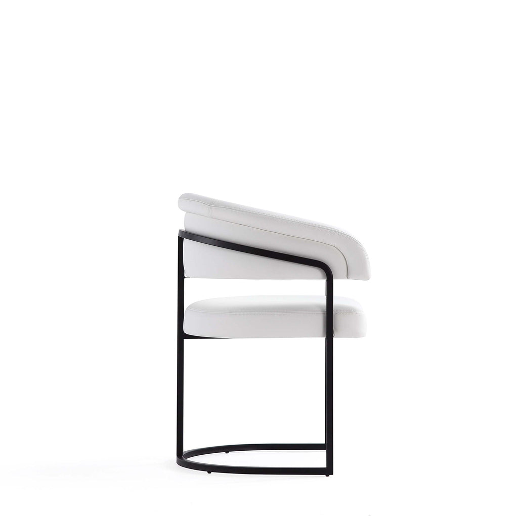 Geometric Base Dining Chair with Vegan Upholstery – White or Gray