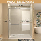 60 Inch Semi-Frameless Sliding Shower Door with 3/8" Tempered Glass - Brushed Nickel