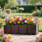 Rectangular Plastic Planting Box Kit with Water Barrier - Coffee