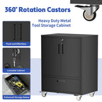 Mobile Tool Cart with Lockable Casters - Heavy-Duty Storage Organizer - Black