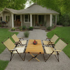 Natural 5 Piece Outdoor Dining Set with Foldable Table & Chairs